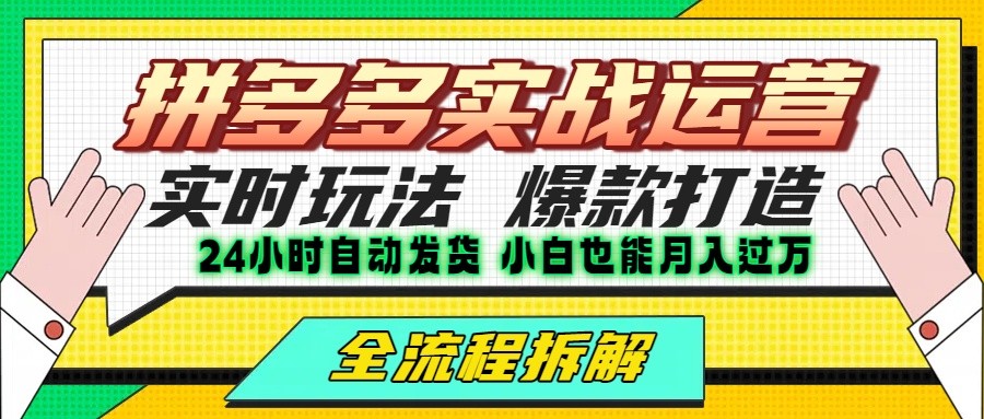 拼多多最新实战运营高投产：长久稳定项目，单店利润一天三位数|无忧资源社