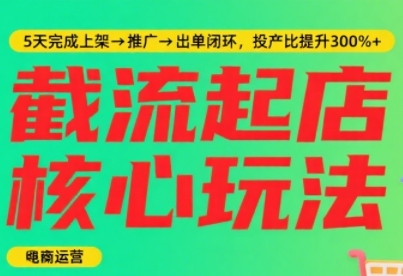 淘宝截流快速起店玩法，掌握暴力快速起店的流程，5天完成上架-推广-出单闭环|无忧资源社