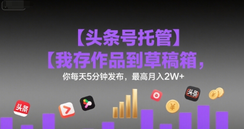 【头条号托管 】我存作品到草稿箱，你每天5分钟发布，最高月入2W+【揭秘】|无忧资源社