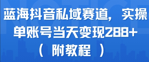 蓝海抖音私域赛道，实操单账号当天变现288+(附教程)|无忧资源社