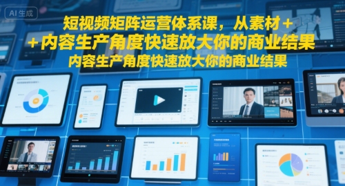 短视频矩阵运营体系课，从素材+内容生产角度快速放大你的商业结果|无忧资源社