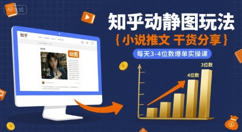 小说推文干货分享之知乎动静图玩法，每天3-4位数爆单实操课|无忧资源社