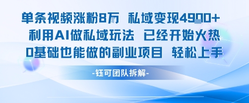 单条视频私域变现4.9k+利用AI做私域玩法 已经开始火热0基础也能做的副业项目轻松上手|无忧资源社