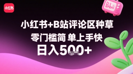 小红书+B站评论区种草，零门槛简单上手快 ，1分钟一单，只需复制粘贴评论就有钱|无忧资源社