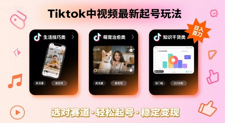 Tiktok中视频最新起号玩法，想要日入百刀，做好这几个赛道就可以了|无忧资源社