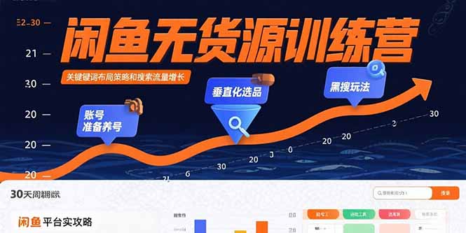 （15698期）闲鱼无货源训练营：账号准备养号/垂直化选品/黑搜玩法，0基础30天盈利指南|无忧资源社