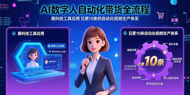 （15699期）AI数字人自动化带货全流程：黑科技工具应用 日更10条的自动化视频生产体系|无忧资源社