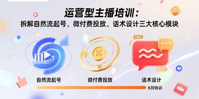 （15654期）运营型主播培训：拆解自然流起号、微付费投放、话术设计三大核心模块-8月|无忧资源社