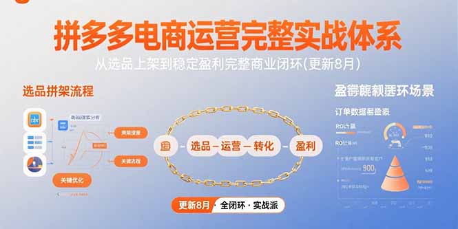 （15579期）拼多多电商运营完整实战体系，从选品上架到稳定盈利完整商业闭环(更新8月)|无忧资源社