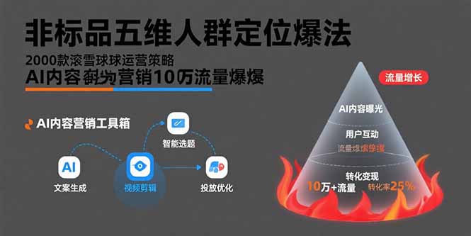 （15619期）非标品五维人群定位法，2000款滚雪球运营策略，AI内容营销10万流量引爆|无忧资源社