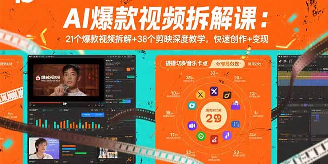 （15741期）AI爆款视频拆解课：21个爆款视频拆解+38个剪映深度教学，快速创作+变现|无忧资源社