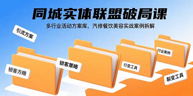（15833期）同城实体联盟破局课，多行业活动方案库，汽修餐饮美容实战案例拆解|无忧资源社
