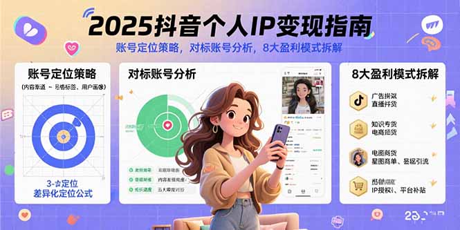 （15711期）2025抖音个人IP变现指南，账号定位策略，对标账号分析，8大盈利模式拆解|无忧资源社