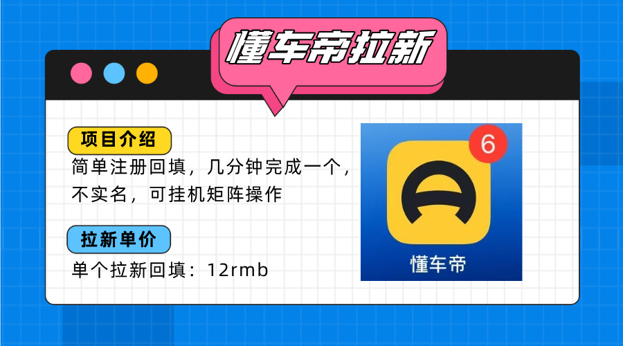 （15661期）懂车帝邪修拉新玩法，简单注册回填，不sm，单个拉新12rmb，轻松日入200+|无忧资源社