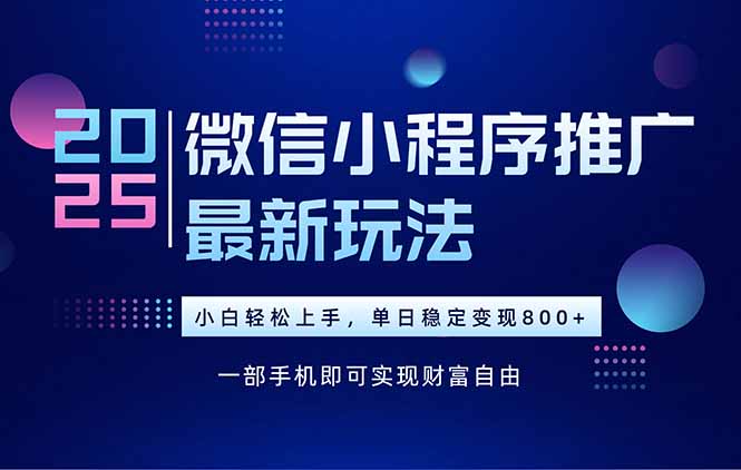 （15603期）25年下半年微信小程序推广最新玩法，轻松日入800+|无忧资源社