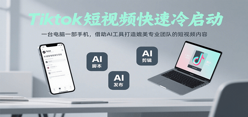 Tiktok短视频快速冷启动，一台电脑一部手机，借助AI工具打造媲美专业团队的短视频内容|无忧资源社