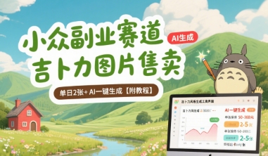 小众副业赛道 吉卜力图片售卖 单日2张+ AI一键生成【附教程】|无忧资源社