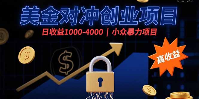 （15642期）美金对冲创业项目，日收益1000-4000，小众暴力项目|无忧资源社