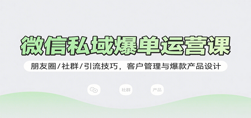 微信私域爆单运营课：朋友圈/社群/引流技巧，客户管理与爆款产品设计|无忧资源社