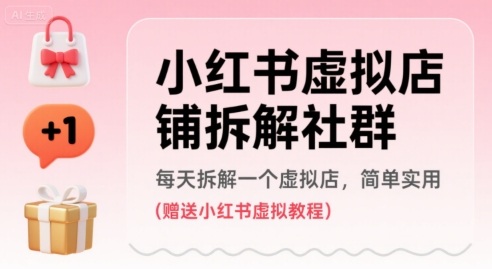 小红书虚拟店铺拆解社群，每天拆解一个虚拟店，简单实用(赠送小红书虚拟教程)|无忧资源社