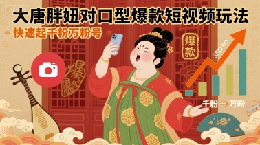 大唐胖妞对口型爆款短视频玩法，快速起千粉万粉号|无忧资源社
