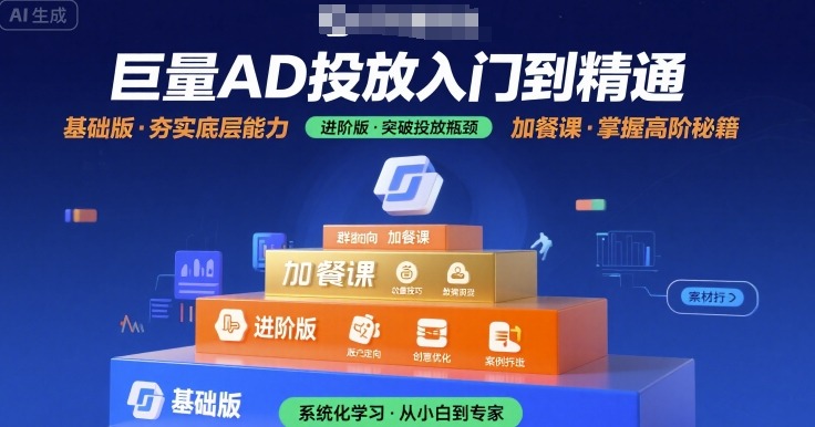 巨量AD投放入门到精通，基础版+进阶版+加餐课|无忧资源社