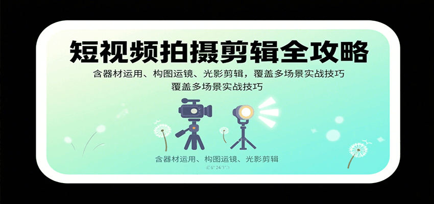 短视频拍摄剪辑全攻略：含器材运用、构图运镜、光影剪辑，覆盖多场景实战技巧|无忧资源社