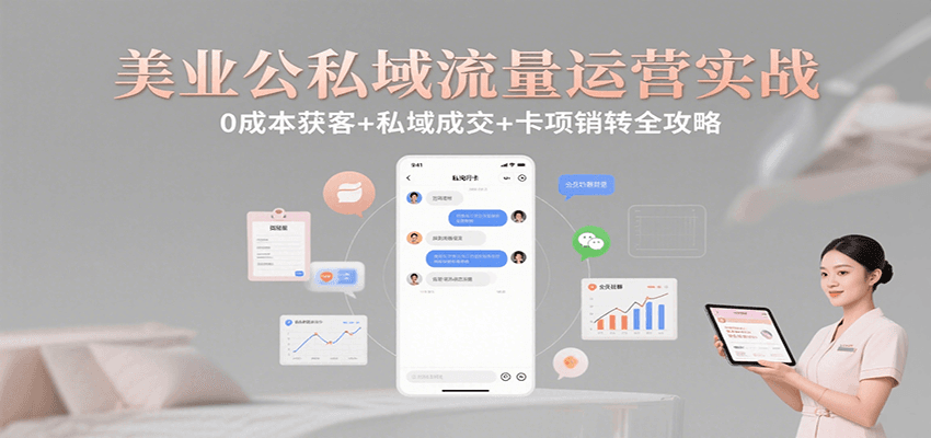美业公私域流量运营实战：0成本获客+私域成交+卡项销转全攻略|无忧资源社