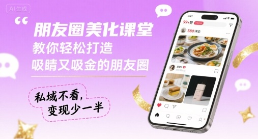 朋友圈美化课堂，教你轻松打造，吸睛又吸金的朋友圈，私域不看，变现少一半|无忧资源社