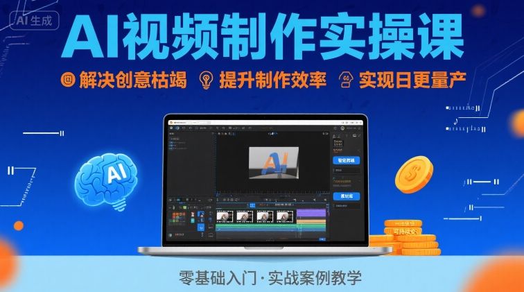 Ai视频制作实操课，解决创意枯竭、效率低下痛点，实现日更量产可持续变现|无忧资源社