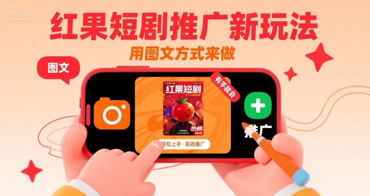 红果短剧推广新玩法，用图文方式来做，有手就会|无忧资源社