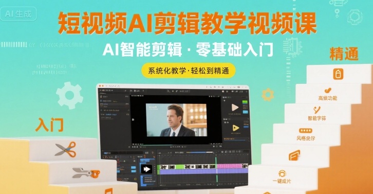 短视频AI剪辑教学视频课，入门到精通|无忧资源社