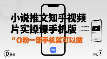 小说推文知乎视频图片实操课手机版，0粉一部手机就可以做|无忧资源社