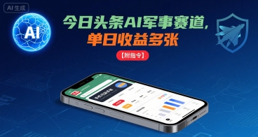 今日头条AI军事赛道，单日收益多张 ，手机可做【附指令】|无忧资源社