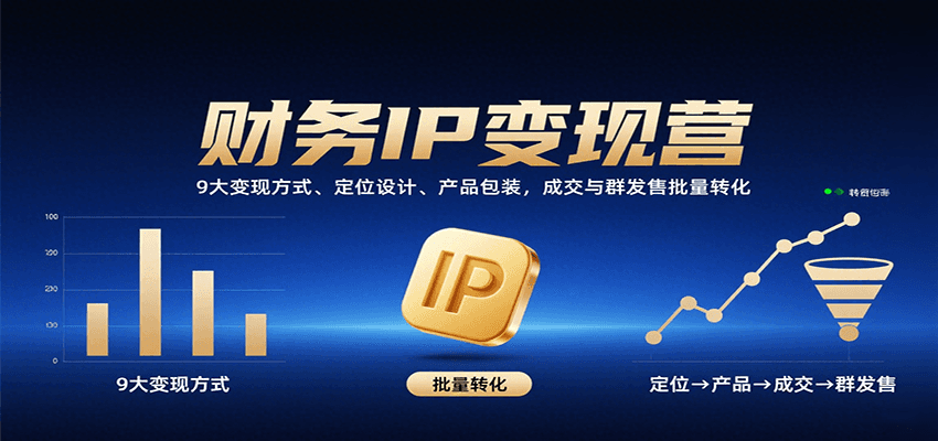 财务IP变现营：9大变现方式、定位设计、产品包装，成交与群发售批量转化|无忧资源社