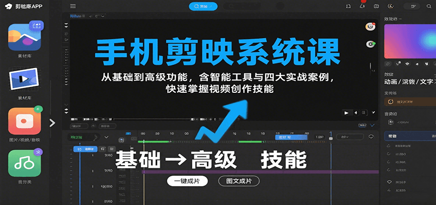 手机剪映系统课，从基础到高级功能，含智能工具与四大实战案例，快速掌握视频创作技能|无忧资源社