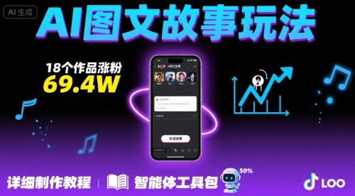 抖音爆火的ai图文故事玩法，18个作品涨粉69.4W，详细制作教程+智能体|无忧资源社