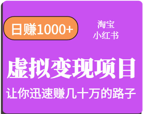 淘宝OR小红书虚拟变现，日赚1000+，多账号操作年收入几十W不等|无忧资源社