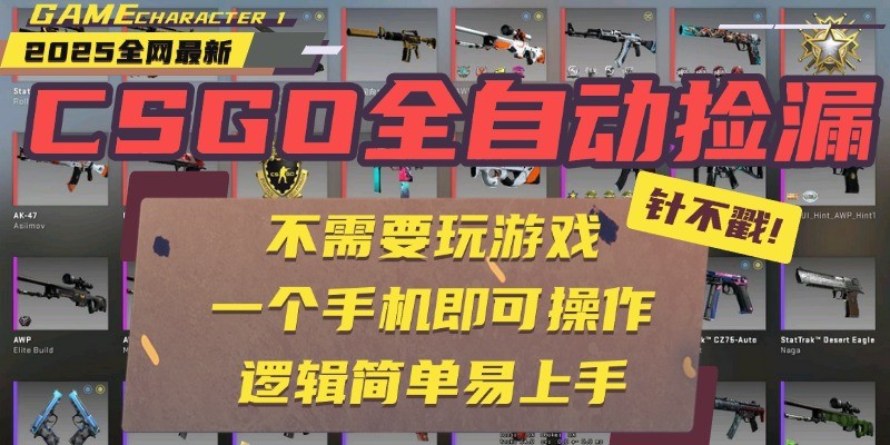 CSGO自动捡漏项目，最新独家玩法，一个手机即可操作。新手小白轻松月入1W+|无忧资源社