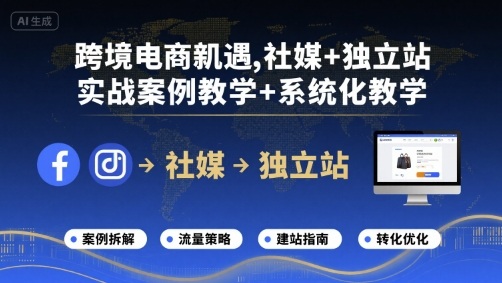 跨境电商新机遇，社媒+独立站，实战案例教学+系统化教学|无忧资源社