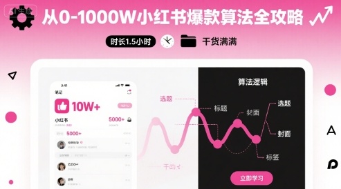 从0-1000W小红书爆款算法全攻略，时长1.5小时，干货满满|无忧资源社