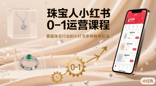 珠宝人小红书0-1运营课程，掌握珠宝行业的小红书多种账号玩法|无忧资源社