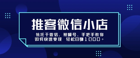 推客微信小店依托于微信、视频号，手把手教你如何快速变现 轻松日入1k+【揭秘】|无忧资源社
