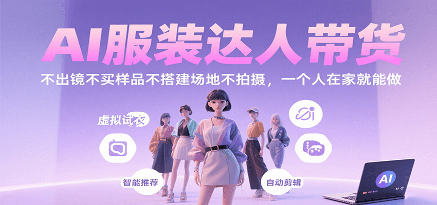AI服装达人带货，不出镜不买样品不搭建场地不拍摄，一个人在家就能做|无忧资源社