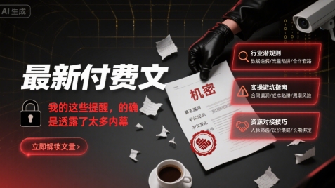 最新付费文：我的这些提醒，的确是透露了太多内幕|无忧资源社