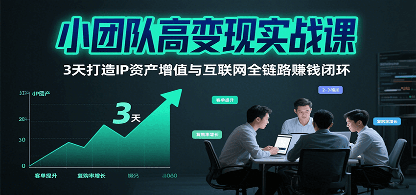 小团队高变现实战课，3天打造IP资产增值与互联网全链路赚钱闭环（第二期）|无忧资源社