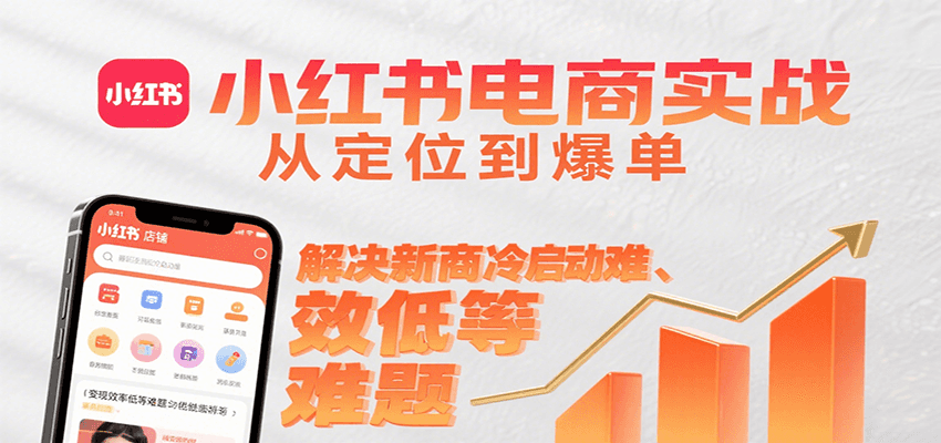 小红书电商实战，从定位到爆单解决新商冷启动难、变现效率低等难题|无忧资源社