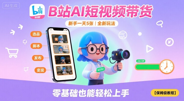 B站AI短视频带货，新手一天5张，全新玩法【保姆级教程】|无忧资源社
