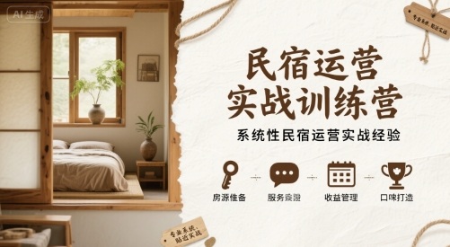 民宿运营实战训练营，系统性民宿运营实战经验|无忧资源社
