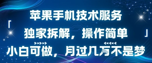 苹果手机技术服务，独家拆解，操作简单，小白可做，月过1W不是梦|无忧资源社